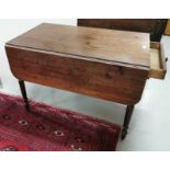 WMIV Mahogany Drop Leaf Dining/Side Table, on turned legs and castors, with a drawer on one end,