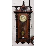 Ansonia Regulator Wall Clock, spring driven, stamped “U.S.A.”, in a beech frame, 81cm h