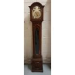 Reproduction Grandmother Clock in a mahogany case, brass dial, stamped “Tempus Fugit”, 172cmH (not