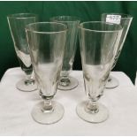 Set of 5 1950’s tall Beer Glasses, on stems, each 19cmH