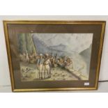 Watercolour – “Sangar”, Gurkhas at the N W Fronter, 1930’s, 36 x 55cm, in a gilt frame