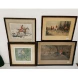 4 Hunting Interest Pictures – 1 after George Laporte, 1 Munnings, “The Hounds” (4)