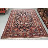 Old handwoven Persian Kashan Traditional Floral Pattern Rug, 1.95 x 1.35m