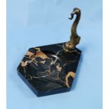 Art Deco Pocket Watch Holder featuring a bronze ornamental dolphin, on a black and brown veined