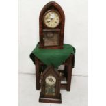 American Jerome Mantle Clock, in steeple-shaped case, 48cm x 28cm & a similar smaller sized