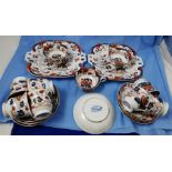 19thC Imari Teaset, handpainted – incl. 10 cups, 8 saucers, 2 cake plates – “Amherst, Japan”
