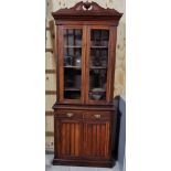 Edwardian Bookcase – two glazed doors over two panelled doors, both enclosing shelves