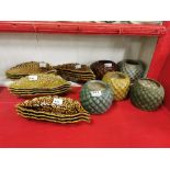 Set 15 modern Corn Dishes & a set of 5 Pressed Pottery Flower Pots – autumnal colours (20)