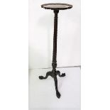 Mahogany Torchere, on reeded central column, ball and claw feet, 114cmH