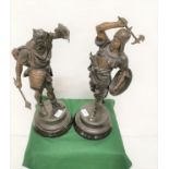 Pair of Spelter Figures – Tudor Warriors on wooden bases, each 52cm h (2)