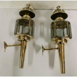 Pair of Brass Coach Lanterns (recently polished), stamped Limehouse Lamp Company, each 55cmH