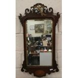 Mahogany Shell inlaid fretwork Wall Mirror, 91cm h x 50cm w