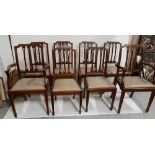 Matching Set of 8 Mahogany Dining Chairs with rail backs (including 2 Carvers), on tapered legs,