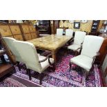 Matching Set of 6 Carver Armchairs / Boardroom Chairs, with cream leatherette seat and back