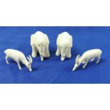 4 Miniature Ivory Ornaments – a pair of elephants (each 6cm high) & a pair of gazelles (4)