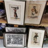 2 sets of Antique Lithographs – series of 4 relating to Proverbs & a series of 4 street vendors (8)