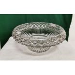 Cut Crystal Fruit Bowl, 26cm DIA, on stem “Stuarts”