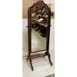 Good Mahogany Cheval Mirror, bevelled glass insert, 165cm h x 67cm w