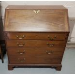 19thC Mahogany Fall front Bureau, with an arrangement of drawers and compartments inside, over 4