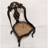 Papier Mache Occasional Chair, with mother of pearl inlay, bergère seat, cabriole legs