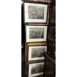 Set of 4 “First Steeplechase in History” mid 20thC Lithographs, framed