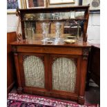 19thC Rosewood Chiffonier, the mirrored shelf back with a gilt brass gallery above a single drawer