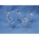 Set of 5 hollow stem 1950’s Champagne Glasses, all 12cmH (no chips)