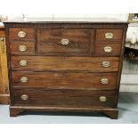 19thC Mahogany Chest of Drawers, with a secretaire centre drawer opening to reveal a writing top and