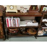 3 Tier Victorian Mahogany Dumbwaiter with turned supporting columns, 1.22mW x 98cmH