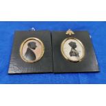 Pair of Antique Silhouettes - head and shoulder portraits of a Lady and a Gent (2)