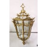 Regency Style Brass Hall Lantern (electric) (4 light connections inside), 24”h x 14” w