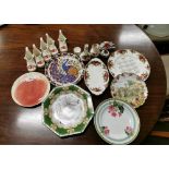 Group of “Cottage Rose”/Royal Albert & other patterned china ornamental boots, plates, small