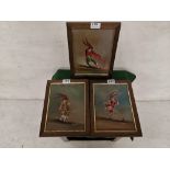 Set of 3 Italian Oils on copper, Jesters in satirical poses, all signed A. RAYA, each 23.5cm x 17cm,