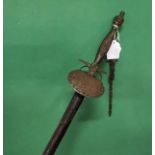 Early 20thC French officer’s dress sword, the knurled wire bound wooden grip with brass mounts and