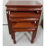 A modern nest of 3 Chinese hardwood Tables, 57cm widest, 36cm smallest
