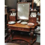 Victorian mahogany Duchesse Dressing Table, with a swivel mirror back, gallery drawers, cabriole