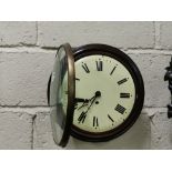 Single Fusee Wall Clock, with convex glass in a circular mahogany case, 36cm x 36cm