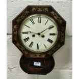 Double Fusee Wall Clock, octagonal shaped with the original dial, the upper portion featuring