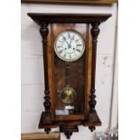 Spring Driven Wall Clock in a Walnut Case, cream dial, 100cmH