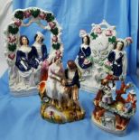 4 Antique Staffordshire Figures – Romantic Scenes