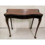 A 19thC Mahogany Fold Over Card Table Top, on a later Queen Ann style base, 93cm w