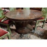 WMIV Rosewood Veneer Circular Centre/ Dining Table on a pod base with claw feet, 120cm dia