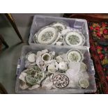 2 Part Dinner Service’s - “Ridgeway Ironstone”, Canterbury – 1 green floral pattern, 1 brown