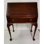 1950’s Mahogany Fall Front Bureau on Queen Ann Legs, with an arrangement of compartments inside,