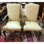 Matching Set of 5 Carver Armchairs / Boardroom Chairs, with cream leatherette seat and back