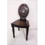 Regency Mahogany Hall Chair, with oval shaped back, on turned front legs