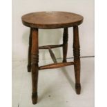 Antique Elm Kitchen Stool, in spindle legs 55cmH