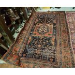 Iranian Floor Carpet, red ground with multiple floral borders, 1.35m x 2.4m
