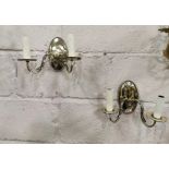 Pair of Polished Brass Wall Sconces, with glass droplets (ready for electrification), with goat head