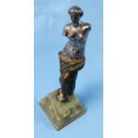 French Bronze and silvered early 1900’s small figure of Venus di Milo, on an onyx base, 16cmH